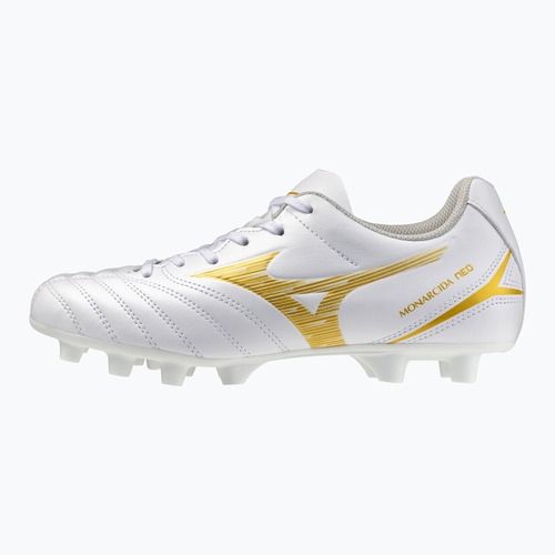Children's football boots Mizuno Monarcida Neo III Select FG white/mp gold