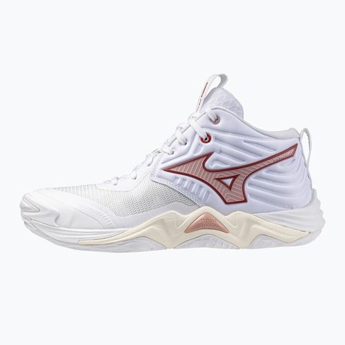 Women's volleyball shoes Mizuno Wave Momentum Elite Mid white/rose elegance/lava falls