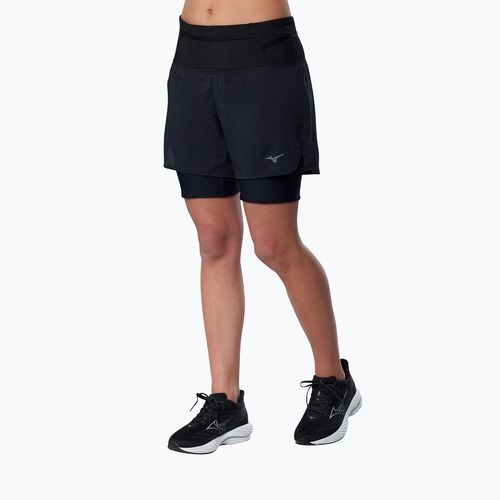 Women's running shorts Mizuno Trail Multipocket 2in1 black
