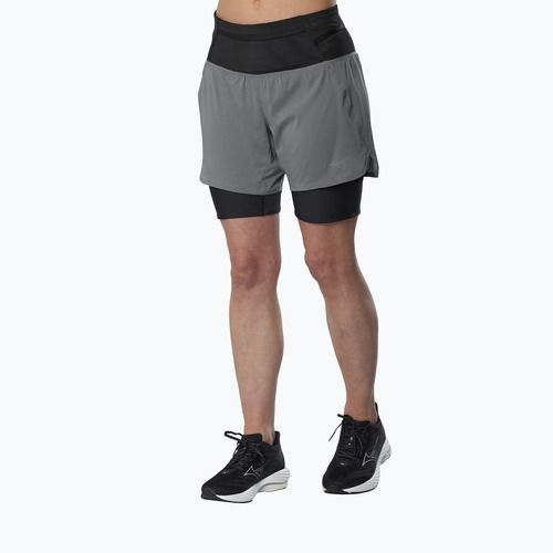 Women's running shorts Mizuno Trail Multipocket 2in1 lava smoke