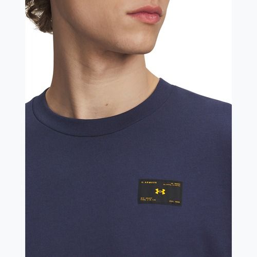 Men's T-shirt Under Armour Woven Label Heavyweight washed navy/black