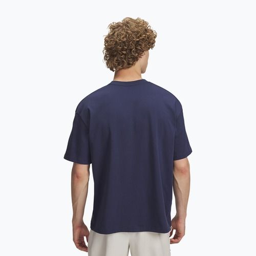 Men's T-shirt Under Armour Woven Label Heavyweight washed navy/black