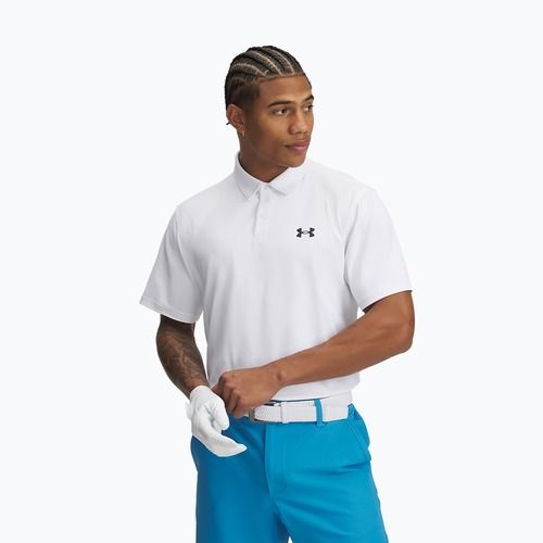 Men's polo shirt Under Armour Tee To Green Pique Polo white/black