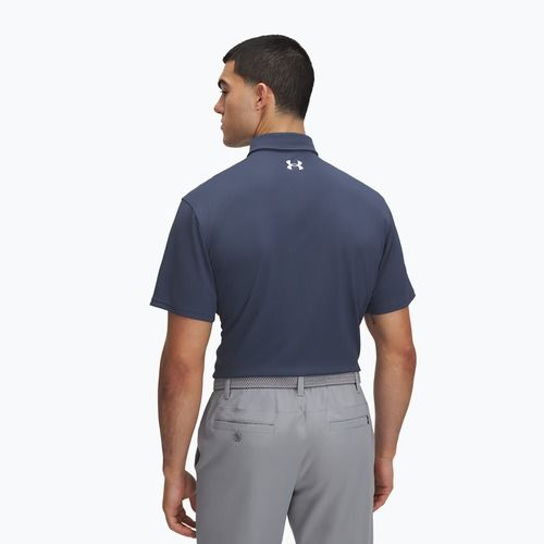 Men's polo shirt Under Armour Tee To Green Pique Polo downpour gray/white