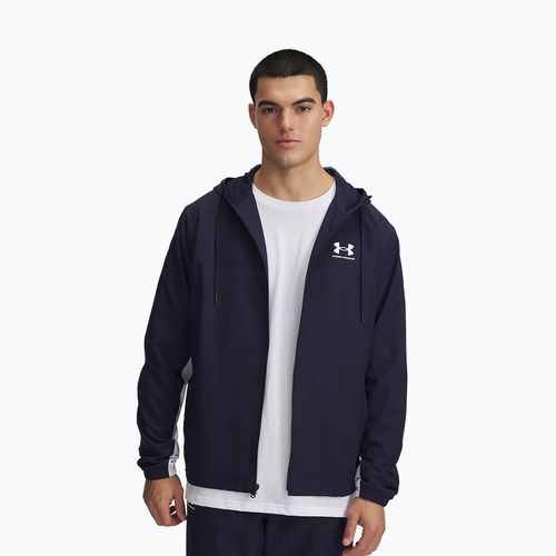 Men's jacket Under Armour Rival Woven Windbreaker midnight navy/midnight navy/white