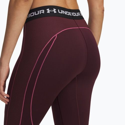 Women's training leggings Under Armour ColdGear Textured dark maroon/fuchsia dusk/white