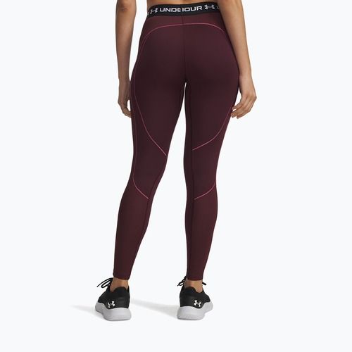Women's training leggings Under Armour ColdGear Textured dark maroon/fuchsia dusk/white
