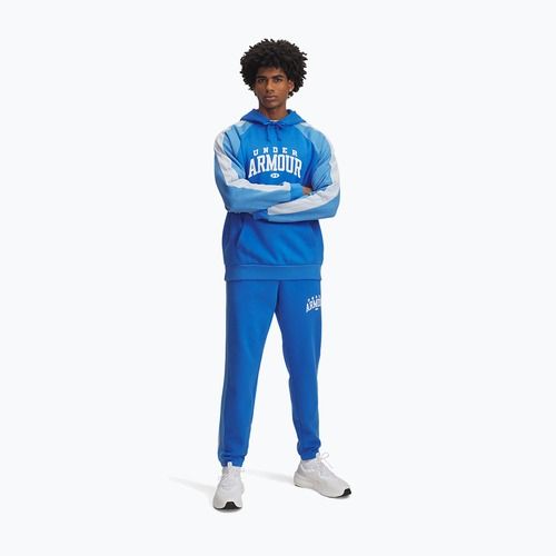 Men's training trousers Under Armour Rival Fleece Colorblock blue atlantis/blue calm/white