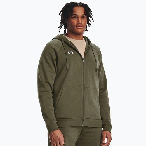 Men's sweatshirt Under Armour Rival Fleece FZ Hoodie marine dd green/white