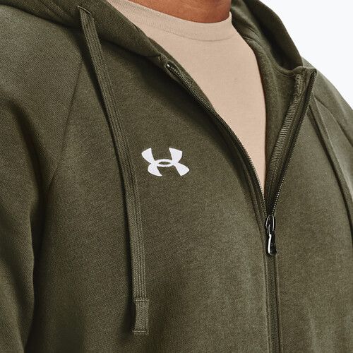 Men's sweatshirt Under Armour Rival Fleece FZ Hoodie marine dd green/white