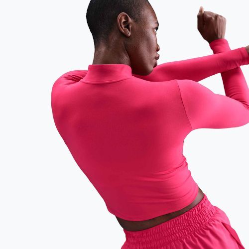 Women's T-shirt Nike One Fitted Dri-Fit 1/4 Zip Mid Layer rush pink/white