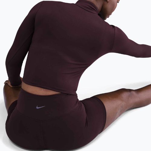 Women's Nike One Fitted Longsleeve Dri-Fit 1/4 Zip Mid Layer burgundy crush/white