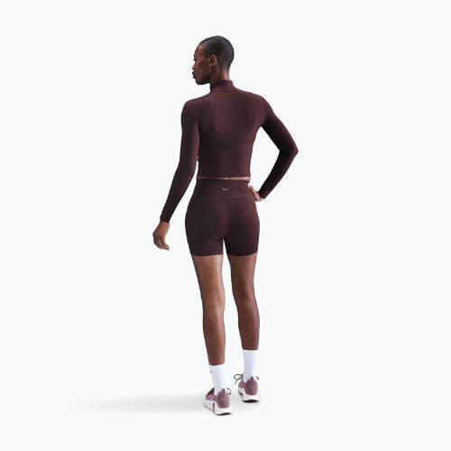Women's Nike One Fitted Longsleeve Dri-Fit 1/4 Zip Mid Layer burgundy crush/white