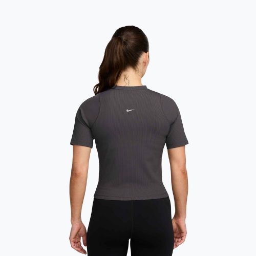 Women's T-shirt Nike Zenvy Rib Dri-Fit thunder grey/white