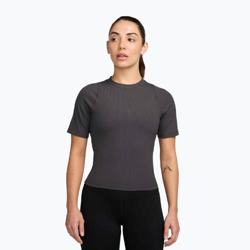 Women's T-shirt Nike Zenvy Rib Dri-Fit thunder grey/white