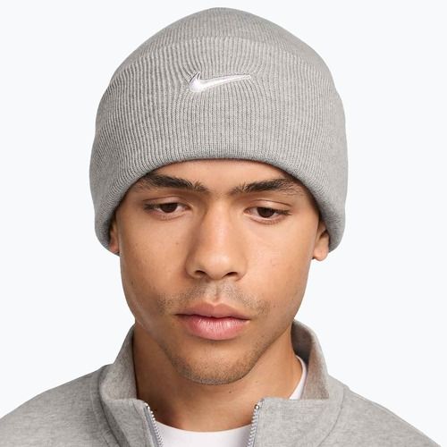 Winter hat Nike Peak Swoosh Beanie dark grey heather/white