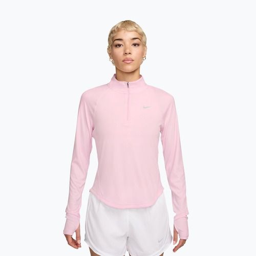 Women's running long sleeve Nike Tempo Swoosh Run Dri-Fit 1/4-Zip pink foam/white