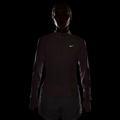 Women's running long sleeve Nike Tempo Swoosh Run Dri-Fit 1/4-Zip pink foam/white