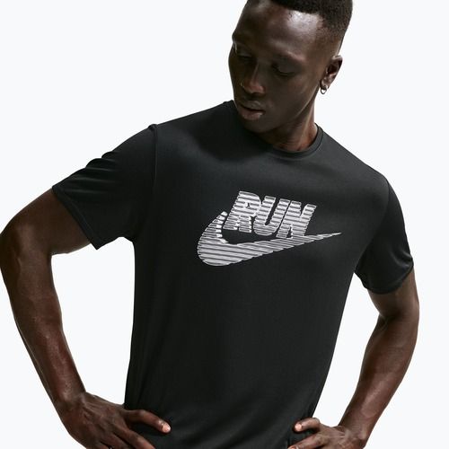 Men's running top Nike Miler Dri-Fit UV black/white