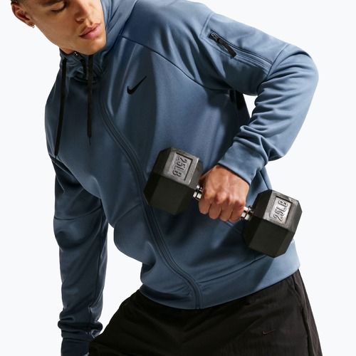 Men's training sweatshirt Nike Therma Fit Full-Zip diffused blue/diffused blue/black