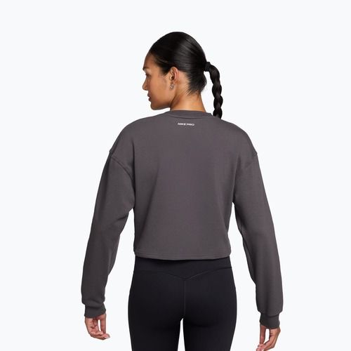 Women's training sweatshirt Nike Pro Dri-Fit Crew Neck thunder grey/metallic silver/white