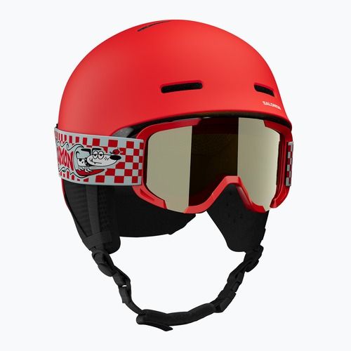 Children's ski helmet Salomon Player Combo + Goggles XV Jr cherry tomato/red silver mirror