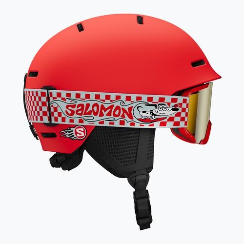 Children's ski helmet Salomon Player Combo + Goggles XV Jr cherry tomato/red silver mirror