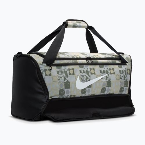 Training bag Nike Brasilia 9.5 Aop 60 l off white/black/white