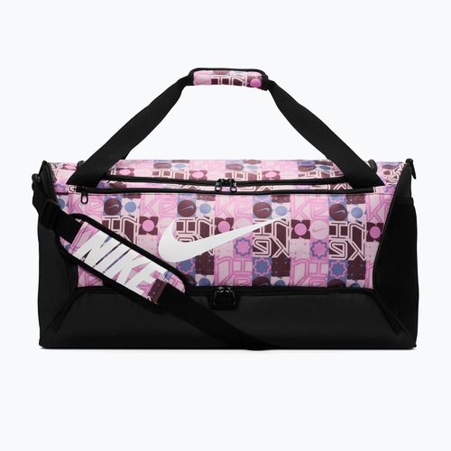 Training bag Nike Brasilia 9.5 Aop 60 l black/pink foam/white