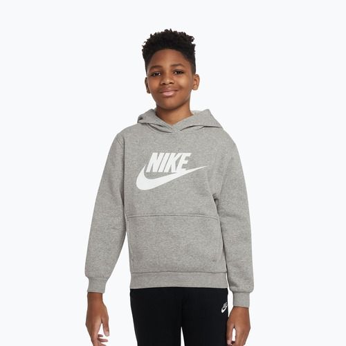 Children's sweatshirt Nike Club Fleece Hoodie dark grey heather/white