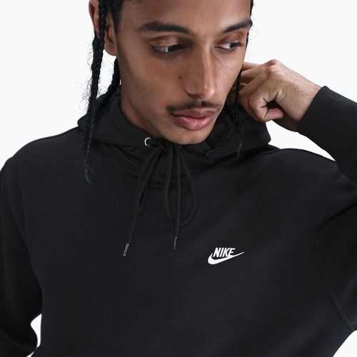 Men's sweatshirt Nike Club Pullover Hoodie black/black/white