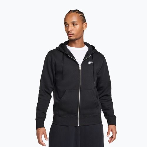 Men's sweatshirt Nike Club Full Zip Hoodie black/black/white
