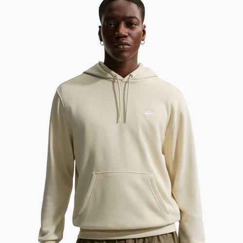 Men's sweatshirt Nike Club French Terry Pullover Hoodie light khaki/light khaki/white