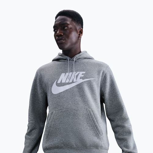 Men's sweatshirt Nike Club Pullover Hoodie dark grey heather/light smoke grey/white
