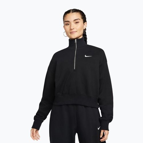 Women's sweatshirt Nike Sportswear Phoenix Fleece 1/2 Zip Cropped black/sail