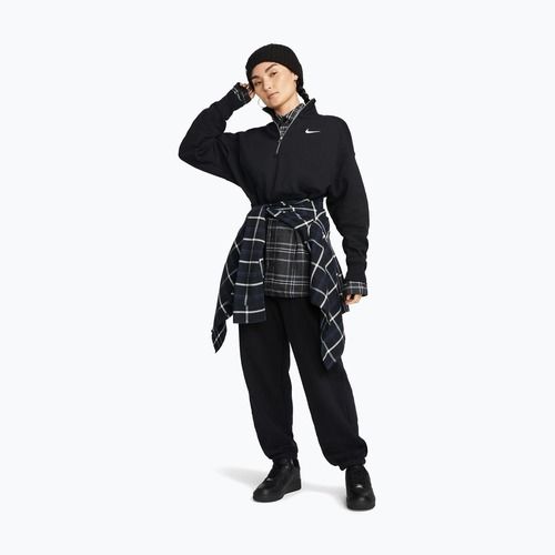 Women's sweatshirt Nike Sportswear Phoenix Fleece 1/2 Zip Cropped black/sail