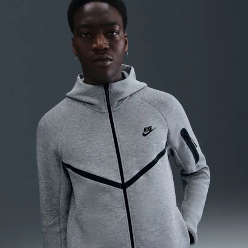 Men's sweatshirt Nike Tech Windrunner Full Zip cave dark grey heather/black