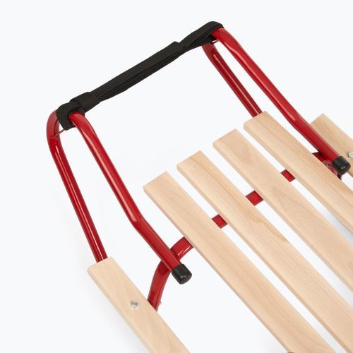 Metal sled HUMBAKA with backrest and footrest red