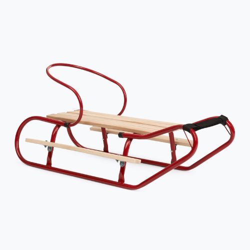 Metal sled HUMBAKA with backrest and footrest red