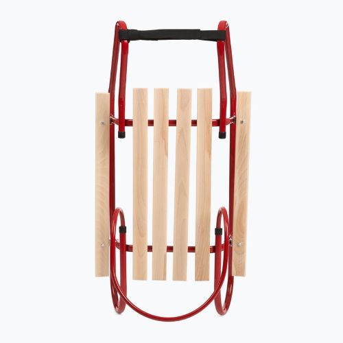 Metal sled HUMBAKA with backrest and footrest red