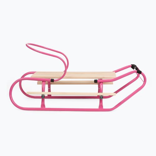 Metal sled HUMBAKA with backrest and footrest pink