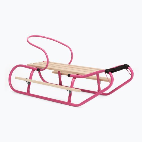 Metal sled HUMBAKA with backrest and footrest pink