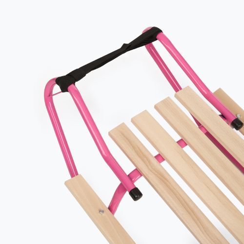 Metal sledges HUMBAKA with backrest and footrests pink