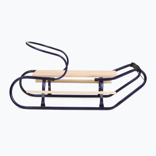 Metal sledge HUMBAKA with backrest and footrests navy