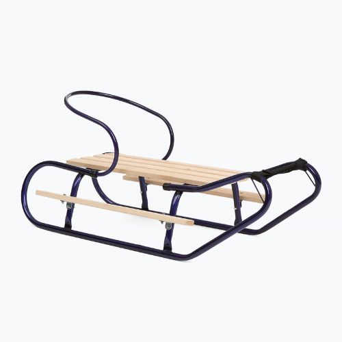 Metal sledge HUMBAKA with backrest and footrests navy