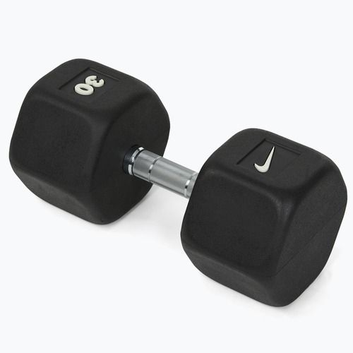 Rubber-coated dumbbell Nike Strength Hex Dumbbell 30 kg black/white