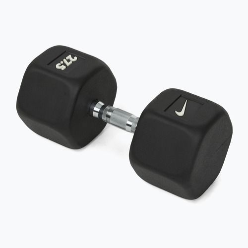 Rubber-coated dumbbell Nike Strength Hex Dumbbell 27,5 kg black/white