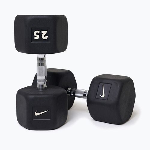 Rubber-coated dumbbell Nike Strength Hex Dumbbell 25 kg black/white