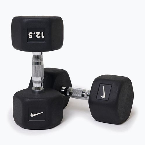 Rubber-coated dumbbell Nike Strength Hex Dumbbell 12,5 kg black/white