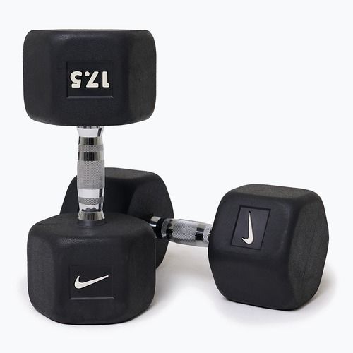 Rubber-coated dumbbell Nike Strength Hex Dumbbell 17,5 kg black/white